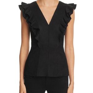 Bailey 44 Goldilocks Ruffled Faux Suede-Front Top